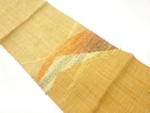 じゅらく製　手織り紬抽象横段模様織出し名古屋帯